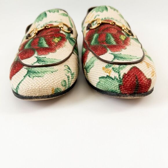 Gucci Jordan Horsebit Floral Loafers Canvas Flats Size 42, 12 - Picture 4 of 14